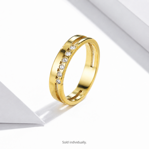 แหวนเซอร์คอนแบบแยกส่วน สแตนเลสสตีล ชุบทอง 14K ด้วยระบบสุญญากาศ เครื่องประดับสีทอง - Product Image 1
