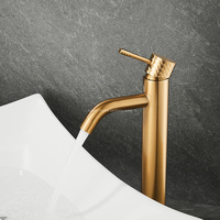 Luxueux or brossé haut mitigeur 1 trou monté sur le pont mitigeur salle de bain conteneur évier robinet salle de bain robinet