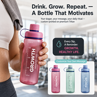 Bouteille d'eau motivante en Tritan 550ml 650ml 800ml, givrée, sans BPA, avec impression de slogan et échelle de mesure