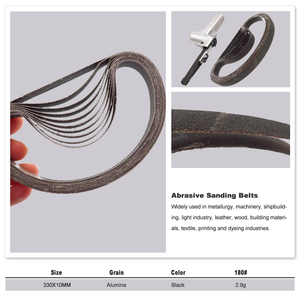 10*330mm <span class=keywords><strong>Banda</strong></span> Abrasiva Negra para Lijadora, Tela de <span class=keywords><strong>Esmeril</strong></span> para Pulido y Desbarbado de Acero Inoxidable, Metal y Madera - Product Image 3
