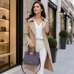 Women PU Leather Crossbody Bag Structured Top Handle Shoulder Bag Convertible Handbag Gold <b>Lock</b> Hardware Daily Work OEM ODM Fact - Product Image 2