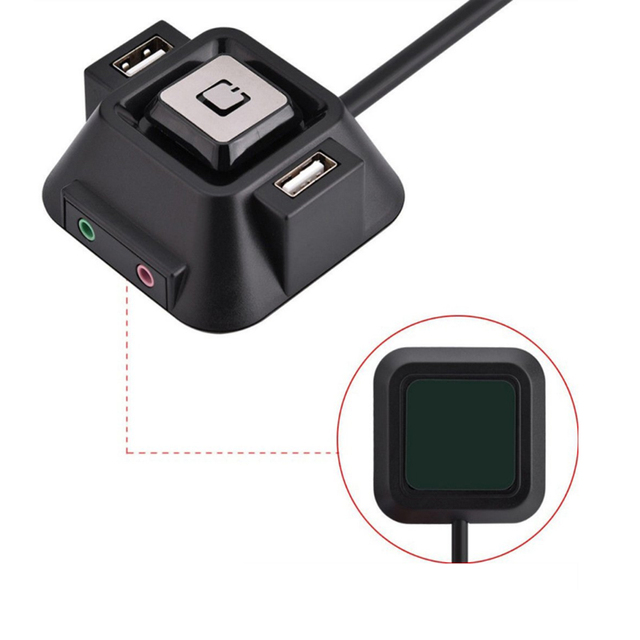 Multifunction USB Hub Audio Slot ON/OFF Power Button Desktop Computer Switch for PC