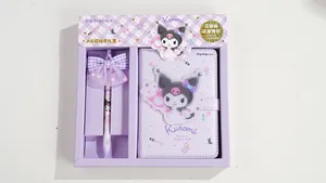조이탑 SR 101017-1 도매 kuromi kawaii 선물 세트 포함 A6 마그네틱 버클 매일 노트북과 아이들을위한 젤 펜