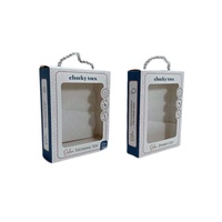 Boîtes d'emballage en papier aluminium pour enfants, Logo personnalisé, Rose or, anneaux de dentition pour jouets, Clip factice avec fenêtre transparente