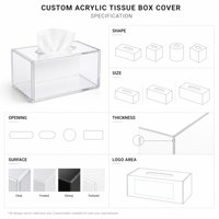Support de Présentation en Acrylique Personnalisé pour Boîte à Mouchoirs – Cache-Boîte à Mouchoirs Transparent Rectangulaire pour Salle de Bain, Organisateur pour Hôtel et Maison avec Zone pour Logo