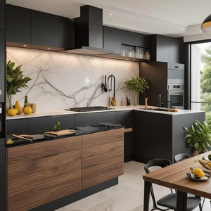 Prima dayanıklı ç<span class=keywords><strong>a</strong></span>ğdaş ayrılmaz siyah modüler mini mutfak Modern komple Set dolap tam kabine modeli mutfak malzemeleri - Product Image 2