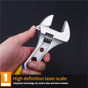 <span class=keywords><strong>Clé</strong></span> <span class=keywords><strong>à</strong></span> <span class=keywords><strong>molette</strong></span> réglable <span class=keywords><strong>à</strong></span> <span class=keywords><strong>grande</strong></span> mâchoire en acier allié chrome-vanadium avec logo personnalisable OEM et poignée caoutchoutée pour la réparation automobile DIY - Product Image 3