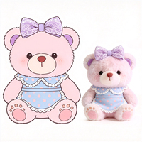 Nouvel Ours en Peluche avec Nœud Papillon Violet, Adorable Ours en Peluche avec Robe Bleue, Vente en Gros d'Ours en Peluche
