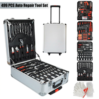 Ensemble d'outils de réparation automobile de 499 pièces, kit d'outils manuels pour mécanicien mobile, clé à douille, tournevis, pinces, dans un coffret en aluminium
