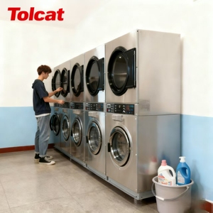Đồng tiền hoạt động hiệu quả cao hoàn toàn tự động ngăn xếp máy giặt Máy sấy thương mại/công nghiệp tiết kiệm không gian thiết kế thép không gỉ - Product Image 3