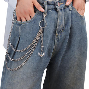 Cadena de pantalón multicapa a la moda con colgante de ala, cadena de cintura de plata tibetana para uso diario, estilo Hip Hop - Product Image 1