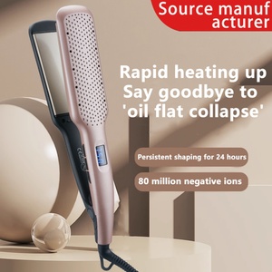 Plancha de Pelo Profesional para Salón, Alisador de Cabello Eléctrico con Pantalla LCD, Calentamiento Rápido, Herramienta de Peinado para Cabello Húmedo/Seco, Uso en Hoteles, Ajustable - Product Image 2