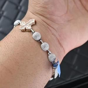 Pulsera con Dijes de Moissanita, Plata de Ley 925, Chapada en Oro/Plata, Cadena de Eslabones, Joyería de Moda Hip Hop de Lujo, Unisex, para Regalo - Product Image 4