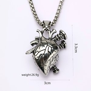 Collier avec pendentif en forme de cœur en acier inoxydable pour hommes, bijoux de charme gothique punk, cadeau, accessoire de mode - Product Image 5