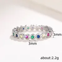 ZhuQian Vente en gros de bagues en cristal de couleur arc-en-ciel en forme de cœur pour femmes, bagues mignonnes pour filles, cadeaux de fête, ensemble de bagues empilables, bijoux