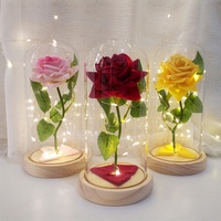Luxuriöse Künstliche Rose mit Glaskuppel und LED-Beleuchtung - Langlebige Tischdekoration für Muttertag & Weihnachten
