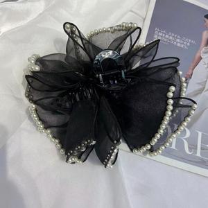 Horquilla de PC con lazo grande de alta calidad, pinzas delicadas a la moda para el cabello, pinzas para el cabello con perlas de imitación, accesorios para el cabello con flores - Product Image 1