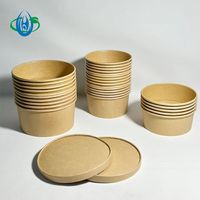 Bol à soupe jetable en papier kraft biodégradable, imprimé en couleur sur mesure, avec couvercle en papier