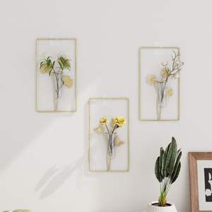 Vase hydroponique mural créatif de luxe nordique, sans perçage, tendance moderne, décoration murale haut de gamme pour salon - Product Image 1