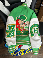 Veste Letterman personnalisée pour homme, patch en chenille, streetwear, manches contrastées, boutons pression, style varsity