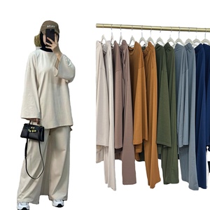 <span class=keywords><strong>Vendita</strong></span> calda donna musulmana pantaloni vestito islamico per donna pantaloni e Top Set modesto due pezzi Abaya Set - Product Image 1