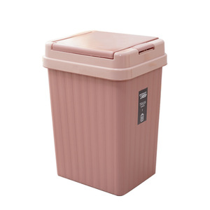 Cubo de basura cuadrado de plástico con tapa abatible y botón de apertura para sala de estar, cocina, baño, uso en interiores. - Product Image 2