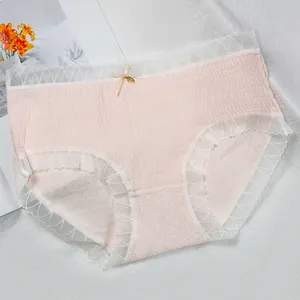 New Style Wholesale Lady's Panty Cotton Crotch Breathable Solid Underwear Sweety Style Soft Cute Girl's Briefs