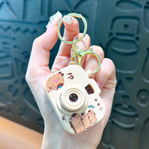 Creative Capybara caméra acrylique <span class=keywords><strong>porte</strong></span>-clés pour Couples mignon Couple sac cadeau caméra petit <span class=keywords><strong>porte</strong></span>-clés pendentif cadeau pour enfants - Product Image 5