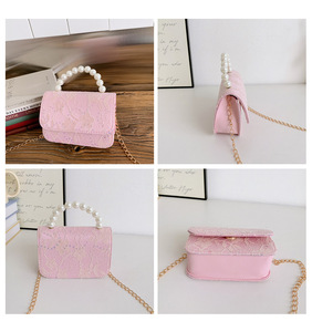 Nuova <span class=keywords><strong>Borsa</strong></span> a <span class=keywords><strong>Tracolla</strong></span> con Perle e Paillettes con Fiori Carini per Bambine, Portamonete Fai-da-te per Uso Quotidiano - Product Image 6