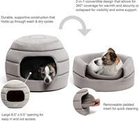 2 en 1 Deux façons d'utiliser Cat Cave House PP Cotton Form Cushion Cozy Safety Dog Bed