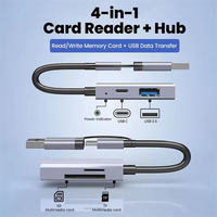 Adaptador de Lector de Tarjetas SD y TF con Hub USB3.0 4 en 1 de Doble Cabezal y Alta Velocidad, Apto para Computadora, Portátil, Teléfono, Unidad Flash USB