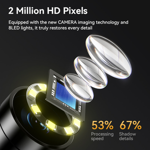 Camera nội soi 4,3 inch Ống kính 3,9mm/6mm/8mm HD 1920*1080P 200W có đèn LED chiếu sáng để sửa chữa ô tô Kiểm tra hệ thống nước - Product Image 3