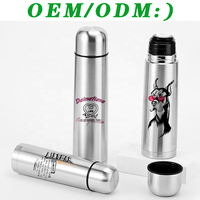1000ml Classic SS304 Bullet Thermosfles met afneembaar deksel, drukknop, lekvrij, luxe reis- en outdoor vacuümfles drinkbeker