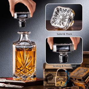 Juego de Decantador de Whisky con 2 Vasos, Decantador Cuadrado de Vidrio de 28oz con Estampado Dorado, Regalo para Hombre para Whisky, Tequila, <span class=keywords><strong>Bourbon</strong></span>, Brandy, Vodka - Product Image 3
