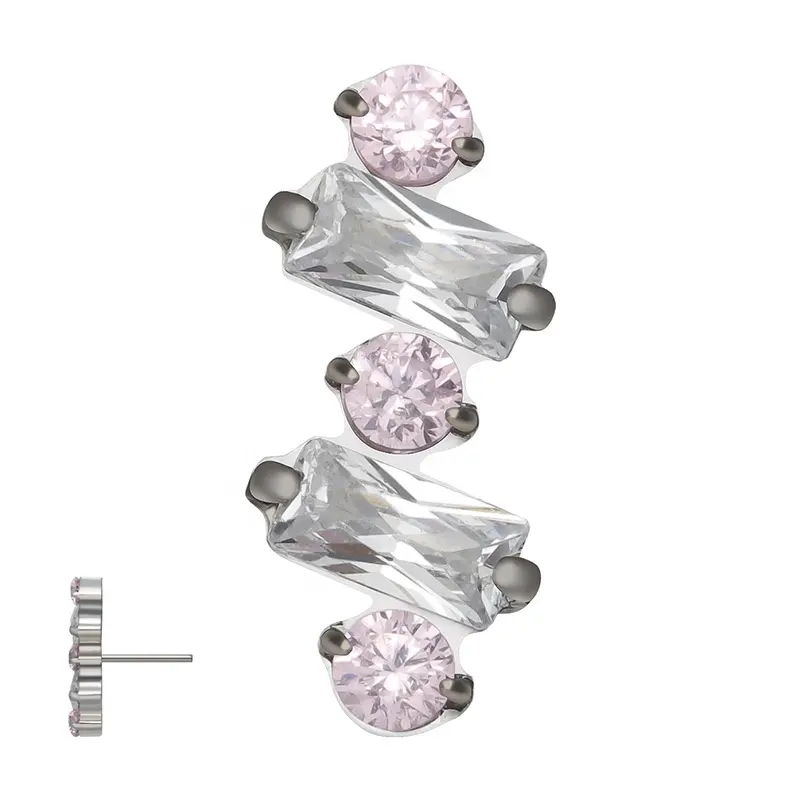 Giometal G23 Titanium Gemmed Zig Zag Threadless Piercing End Cartilage Earrings Tragus Helix Conch Daith Body Jewelry Wholesale