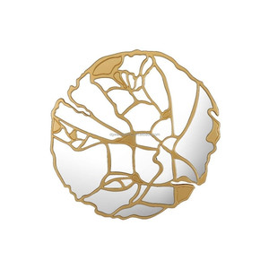 <span class=keywords><strong>Espejo</strong></span> colgante con diseño de marco dorado redondo - Product Image 2