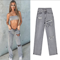 Nouveau Jean Femme Coupe Droite Style Européen 2023 Fendu Hipster Urbain