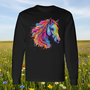 Camiseta de manga larga con estampado de caballo Conneemara colorido, unisex para adultos, con gráfico inspirado en caballos - Product Image 3