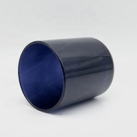 Pot à bougie de luxe en verre bleu massif 10oz 12oz, à fond incurvé, vide, cylindrique, pour aromathérapie, peint par pulvérisation