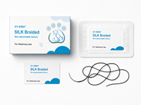Fil de soie tressé chirurgical en gros, nouveau, pour sutures vétérinaires, XY-SIB07, stérile EO, non résorbable, fil noir 75cm, certifié CE