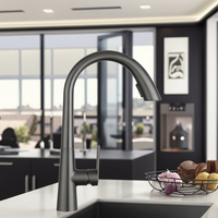 Robinet de cuisine monocommande extractible gris en acier inoxydable avec cartouche céramique, mitigeur moderne pour évier résidentiel