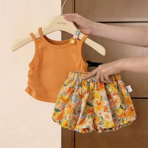 Completo Estivo per Bambine, Abbigliamento Casual Elegante per Bambine, Vestito Estivo Alla Moda in Cotone Senza Maniche - Product Image 6