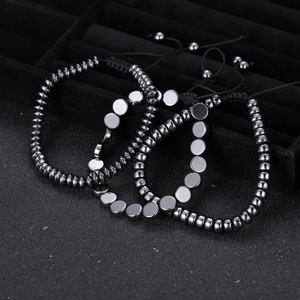 Nouveau Bracelet Tressé Ajustable en Pierre Naturelle Noire en Forme de Cœur Géométrique pour Hommes et Femmes, Bracelet Perlé en Hématite Gemme - Product Image 3