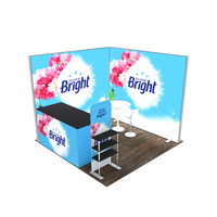 Stand d'exposition modulaire portable pour salon professionnel, éclairé latéralement, en aluminium SEG sans outil, personnalisé 10x10