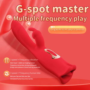 Nuovo vibratore rosa rosso coniglio lingua 10 modalità di vibrazione 3-in-1G-Spot massaggiatore con Multi-stimolazione clitorideo adulto Sex Toy - Product Image 3