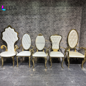 Leda 2025รุ่นระเบิดของโรงแรมเฟอร์นิเจอร์สีขาวเก้าอี้กรอบสแตนเลสสีทองสำหรับงานเลี้ยง - Product Image 4
