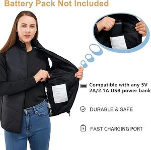 Chaqueta calefactora de 15 zonas alimentada por batería USB para mujeres y hombres, <span class=keywords><strong>chaleco</strong></span> calefactable eléctrico de invierno negro - Product Image 5
