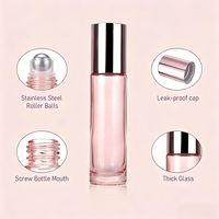Botol Parfum Roll-on Kaca Pink Elegan dengan Tutup Rose Gold Logo Kustom Botol Roller Minyak Esensial untuk Parfum Kosmetik