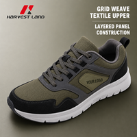 Chaussures de marche d'extérieur à empeigne renforcée, couleur olive, baskets lifestyle en textile multicouche structuré, pour parc urbain, marque privée, usine
