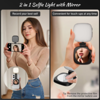 Lampe Selfie Magnétique 5 Modes avec Miroir, Rechargeable et Portable, pour Enregistrement Vidéo, Conférences et Vlogs
